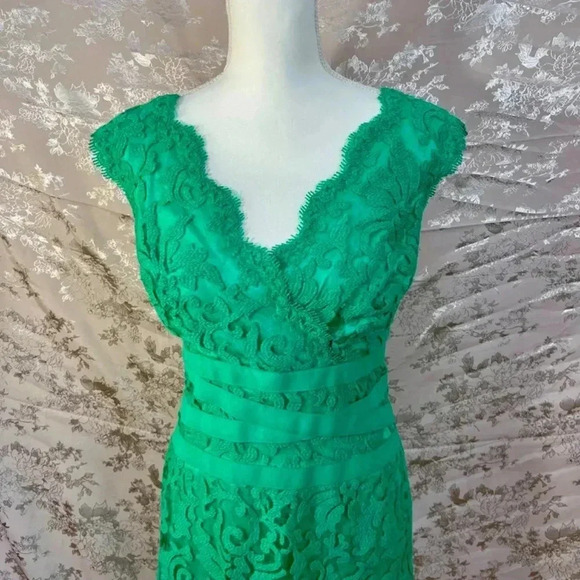 Tadashi Shoji Embroidered Lace V Neck Dress Cocktail Dress Size 8 - Picture 3 of 9